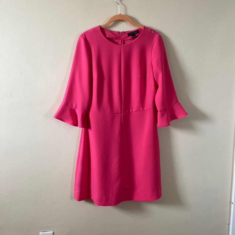 Banana Republic Bright Pink Bell Sleeve Mini Dress Barbiecore Career Cocktail 2
